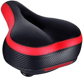 img 4 attached to EVNNO Bicycle Saddle: Ultimate Comfort Leather Bike Seat | Double Shock Absorption Memory Foam | Vibrant Red