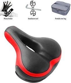 img 3 attached to EVNNO Bicycle Saddle: Ultimate Comfort Leather Bike Seat | Double Shock Absorption Memory Foam | Vibrant Red