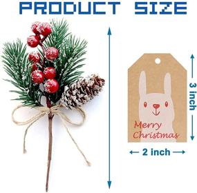 img 3 attached to 8-Piece Set of Christmas Red Berry Pine Cones for DIY Crafts & 8-Pack of Brown Kraft Paper Gift Tags, Artificial Holly Spray/Wreath Picks with Red Evergreen Branches for Xmas Decorations, Garland Décor (Red)