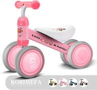 korimefa baby balance bike: no pedal 4-wheel bicycle for boys and girls, perfect infant walker and first birthday gift in 2021 (pink duck) logo