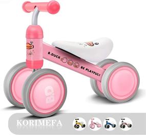 img 4 attached to KORIMEFA Baby Balance Bike: No Pedal 4-Wheel Bicycle for Boys and Girls, Perfect Infant Walker and First Birthday Gift in 2021 (Pink Duck)