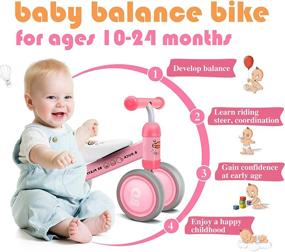 img 2 attached to KORIMEFA Baby Balance Bike: No Pedal 4-Wheel Bicycle for Boys and Girls, Perfect Infant Walker and First Birthday Gift in 2021 (Pink Duck)