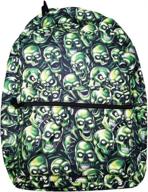 green skull print laptop backpack logo