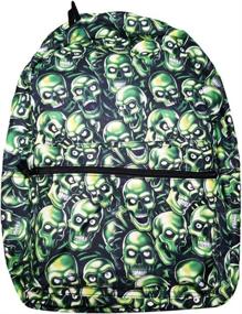 img 1 attached to Green Skull Print Laptop Backpack