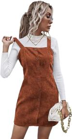 img 4 attached to SheIn Sleeveless Strappy Corduroy Pinafore Women's Clothing