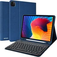 🔵 bluetooth keyboard case for ipad pro 11 inch 2020/2018 & ipad air 4th gen 10.9 2020, detachable keyboard with pencil holder & smart cover - blue логотип