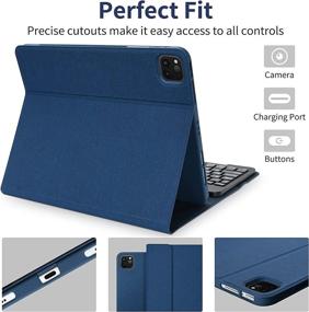 img 1 attached to 🔵 Bluetooth Keyboard Case for iPad Pro 11 inch 2020/2018 & iPad Air 4th Gen 10.9 2020, Detachable Keyboard with Pencil Holder & Smart Cover - Blue