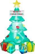 🎄 7 ft christmas inflatable tree decorations with built-in led lights - glory island blow up christmas tree with 4 gift box, perfect for yard, garden, lawn - merry christmas party and holiday decor logo