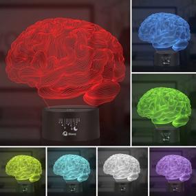 img 3 attached to 🌙 Elstey Brain 3D Night Light: Touch Control Lamp with Optical Illusion, 7 Colors, Acrylic Flat & ABS Base & USB Cable