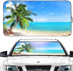 img 4 attached to 🌞 Gven Windshield Shade: Ultimate Tree & Beach Car Sun Shade - UV Ray protection, Foldable & Cooling, Large Size