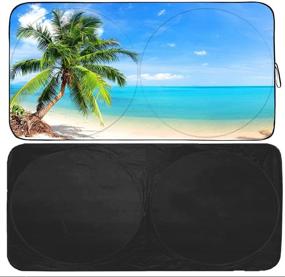 img 3 attached to 🌞 Gven Windshield Shade: Ultimate Tree & Beach Car Sun Shade - UV Ray protection, Foldable & Cooling, Large Size