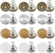 👖 adjustable jean button pins: 12 sets of lzc buttons for jeans - replacement instant buttons for pants - no sew jeans button pins – easy button pins for jeans logo