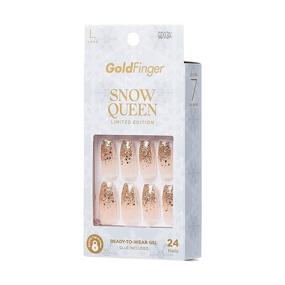 img 1 attached to 💅 GoldFinger Snow Queen Press On Manicure - Limited Edition Gel Nail Kit with Long Length, Polish Free Mani (Goldflake)