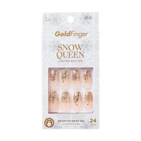 img 4 attached to 💅 GoldFinger Snow Queen Press On Manicure - Limited Edition Gel Nail Kit with Long Length, Polish Free Mani (Goldflake)