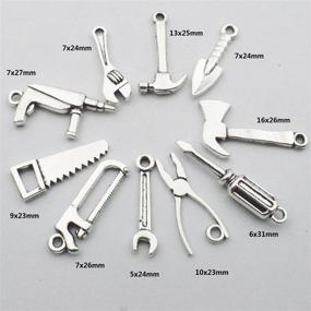 img 2 attached to 🔧 50pcs Assorted Antique Silver Tone 3D Tool Charms Collection - Hammer, Wrench, Saw, Pliers, Tape, Screwdriver, Construction (M028)