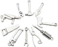 🔧 50pcs assorted antique silver tone 3d tool charms collection - hammer, wrench, saw, pliers, tape, screwdriver, construction (m028) logo