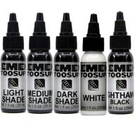 🎨 element tattoo supply: shading 3 stage grey wash ink (light, medium, dark) - set of 5 bottles (1oz) - black and white tattoo ink for beautifully blended shades logo