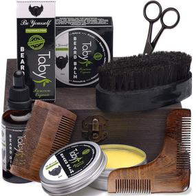 img 4 attached to Men's Beard Grooming Care Kit: Beard Oil, Beard Balm, Horsehair Brush, 2 Wooden Combs, Beard & Mustache Scissors - Perfect Gift Set