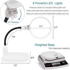 img 3 attached to JollyCaper Magnifying Lamp 8X LED: Adjustable Desk Lamp with 360° Rotation, Clear 5.5” Lens, Weighted Base, Portable, 6 LED Lights