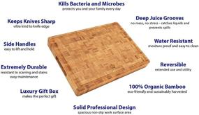 img 2 attached to 🔪 Bamboo Kitchen Cutting Board with Handles & Juice Groove - Reversible Thick Butcher Block for Meat, Vegetables, Cheeseboard - Ideal 16x12x1.75" Wood Cutting Board for Everyday Use!