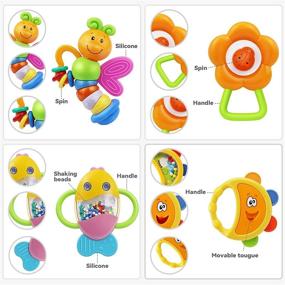 img 3 attached to 👶 12-Piece Baby Rattle Teething Toy Set, MOONTOY Infant Teether Shaker Grab and Spin Rattles, Musical Toys, Early Educational Chew Toys for Newborns, Boys, and Girls Ages 0 to 12 Months