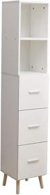 img 3 attached to Ivory White Freestanding Bathroom Storage Cabinet with 2 Open Shelves and Doors - Ideal for Living Room, Kitchen, Study, and Entryway