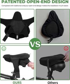 img 2 attached to 🚴 Sportneer Bike Seat Cover 12" X 10" Wide Memory Foam Cushion with Velcro Non-Slip Design, Easy Installation & Adjustable Fit for Spin/Stationary/Cruiser Bikes - Includes Rain Cover