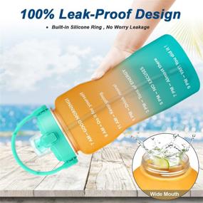 img 2 attached to 💧 QuiFit Motivational Gallon Water Bottle: BPA Free, Leakproof & Reusable with Removable Straw, Flip Cap and Time Marker - Ideal for Gym, Camping, Outdoor Sports