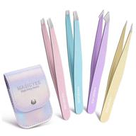 🌈 magicyee 4pcs tweezers set: professional precision tweezers for eyebrows, ingrown hair removal & facial hair - perfect for women and girls (pastel) logo