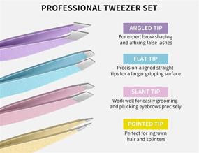 img 3 attached to 🌈 MagicYee 4pcs Tweezers Set: Professional Precision Tweezers for Eyebrows, Ingrown Hair Removal & Facial Hair - Perfect for Women and Girls (Pastel)