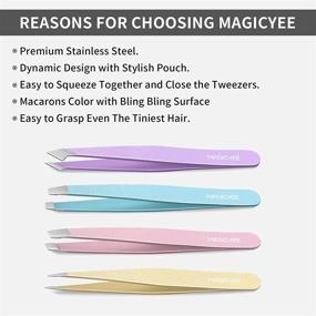 img 2 attached to 🌈 MagicYee 4pcs Tweezers Set: Professional Precision Tweezers for Eyebrows, Ingrown Hair Removal & Facial Hair - Perfect for Women and Girls (Pastel)