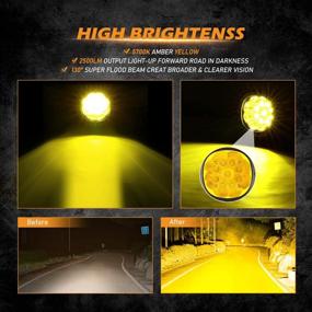 img 2 attached to 🚛 Auxbeam 4 Inch 40W LED Amber Fog Lights: High-Performance Round Offroad Lights for Trucks, SUVs, and Jeeps