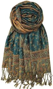 img 4 attached to 🧣 Achillea Reversible Paisley Pashmina Shawl Wrap Scarf with Fringed Silky Softness