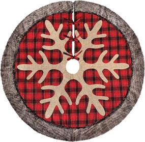 img 2 attached to Ivenf 48 inch Large Burlap Plaid Snowflake Christmas Tree Skirt with Thick Faux Fur Edge – Rustic Xmas Holiday Decorations