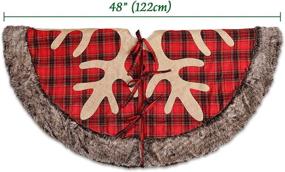 img 3 attached to Ivenf 48 inch Large Burlap Plaid Snowflake Christmas Tree Skirt with Thick Faux Fur Edge – Rustic Xmas Holiday Decorations