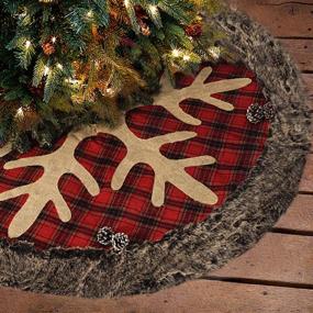img 4 attached to Ivenf 48 inch Large Burlap Plaid Snowflake Christmas Tree Skirt with Thick Faux Fur Edge – Rustic Xmas Holiday Decorations
