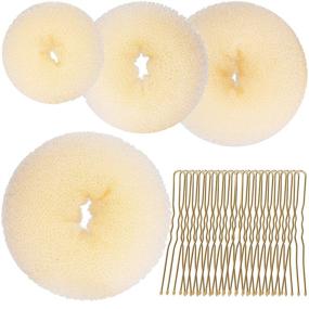 img 4 attached to Hair Bun Shaper Set with Doughnuts Ring Styler Maker - Teenitor 4 Hair 💁 Pcs Donut Bun Maker Set (Extra-large, Large, Medium, Small) including Blonde 20pcs Large Bobby Pins