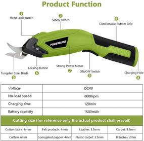 img 3 attached to 🔌 POWERGIANT Electric Cordless Scissors - Ideal for Cutting Fabric, Cardboard, Crystal Plate, Cloth, Leather, Carpet, Paper, Garden - Includes 2 Extra Blades (Green)