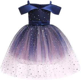 img 4 attached to 👗 Adorable Girls Short Petal Sleeve Princess Dress for Parties & Formal Events – Ideal Baby Costume