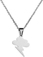 ⚡ rzcxbs stainless steel thunder necklace - allergy-free storm cloud lightning pendant necklace logo