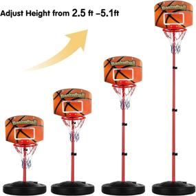 img 3 attached to 🏀 Ultimate Outdoor Fun: Adjustable Height Toddler Basketball Set