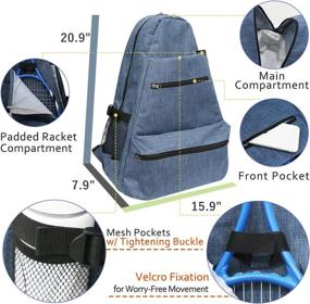 img 2 attached to Durable Tennis Backpack for Men and Women - Carry Racquets for Racquetball, Squash, Badminton, Pickleball, and More Travel Sport Accessories