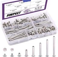 swpeet 120sets 6 sizes chicago binding screws assortment kit for diy leather decoration bookbinding - metal round cross head stud screw posts nail rivet chicago button (5 x 6, 15, 25, 35, 45, 55) logo