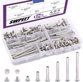 img 4 attached to Swpeet 120Sets 6 Sizes Chicago Binding Screws Assortment Kit for DIY Leather Decoration Bookbinding - Metal Round Cross Head Stud Screw Posts Nail Rivet Chicago Button (5 x 6, 15, 25, 35, 45, 55)