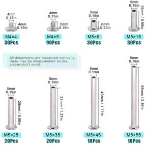img 3 attached to Swpeet 120Sets 6 Sizes Chicago Binding Screws Assortment Kit for DIY Leather Decoration Bookbinding - Metal Round Cross Head Stud Screw Posts Nail Rivet Chicago Button (5 x 6, 15, 25, 35, 45, 55)