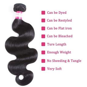 img 3 attached to 🏾 10A Grade Brazilian Body Wave Human Hair Bundle - 30inch Natural Black Hair - 100% Unprocessed Virgin Brazilian Body Wave Hair