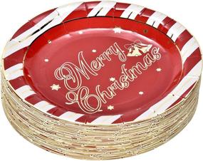 img 3 attached to 🎄 Elegant Christmas Paper Plates and Napkins for 50 Guests: Gold Foil and Red Holiday Party Disposable Dinnerware Set