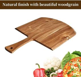 img 3 attached to WELLAND Acacia Wood Pizza Peel & Cheese Paddle Board - Serving & Food Preparation with Handle - 22 x 13.75 x 0.5 Inch