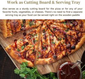 img 1 attached to WELLAND Acacia Wood Pizza Peel & Cheese Paddle Board - Serving & Food Preparation with Handle - 22 x 13.75 x 0.5 Inch