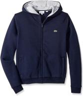 lacoste kids sport hooded fleece sweatshirt: stylish and functional outerwear for active children logo